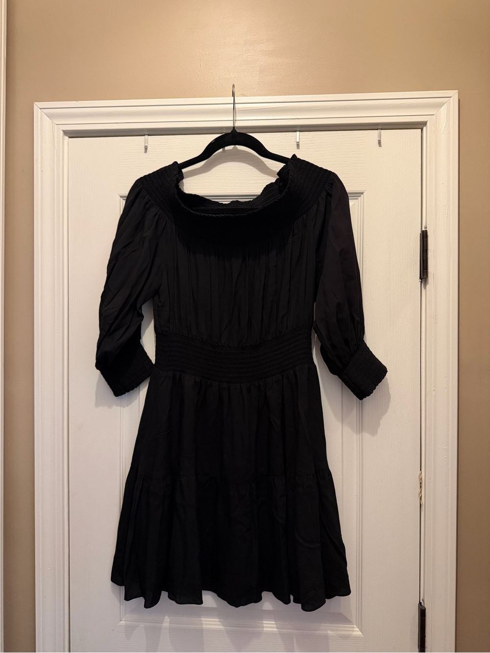 Gianni Bini Black Smocked-Waist Mini Dress